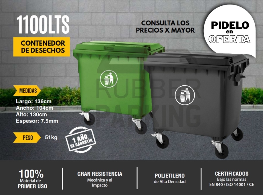 Contenedor industrial 1100 litros con ruedas en Perú