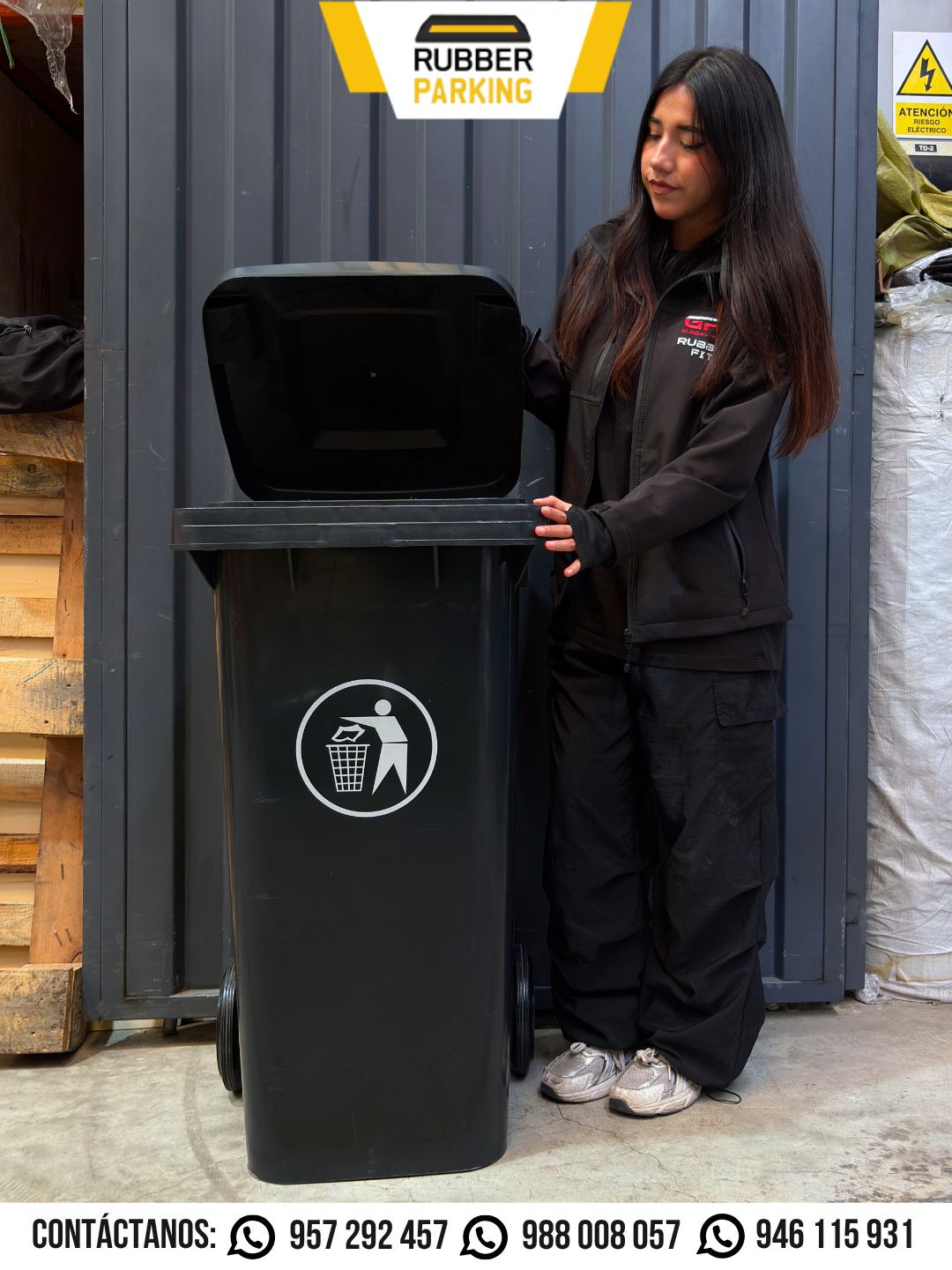 Tacho de basura 120 litros negro