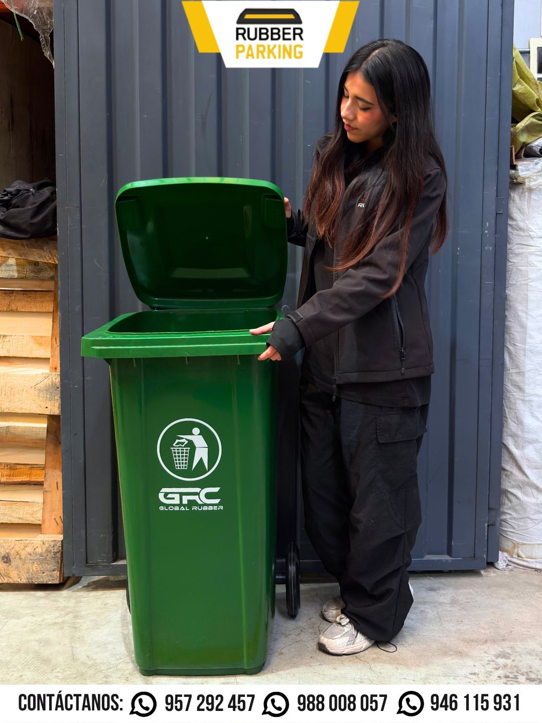 Tacho de basura 120 litros verde