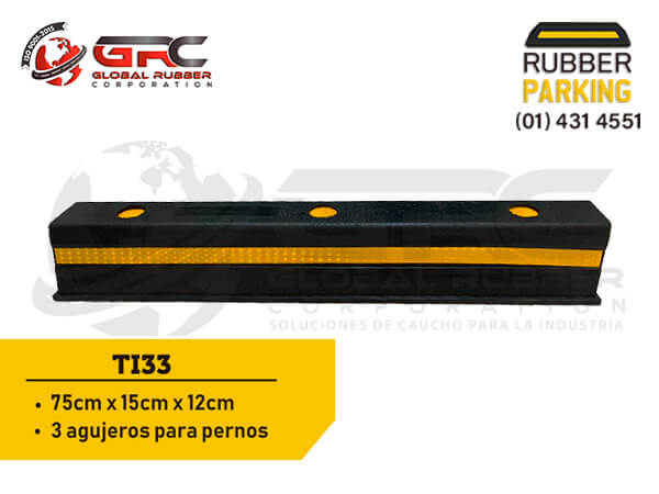 Tope de llanta de caucho 55 cm con franja reflectiva