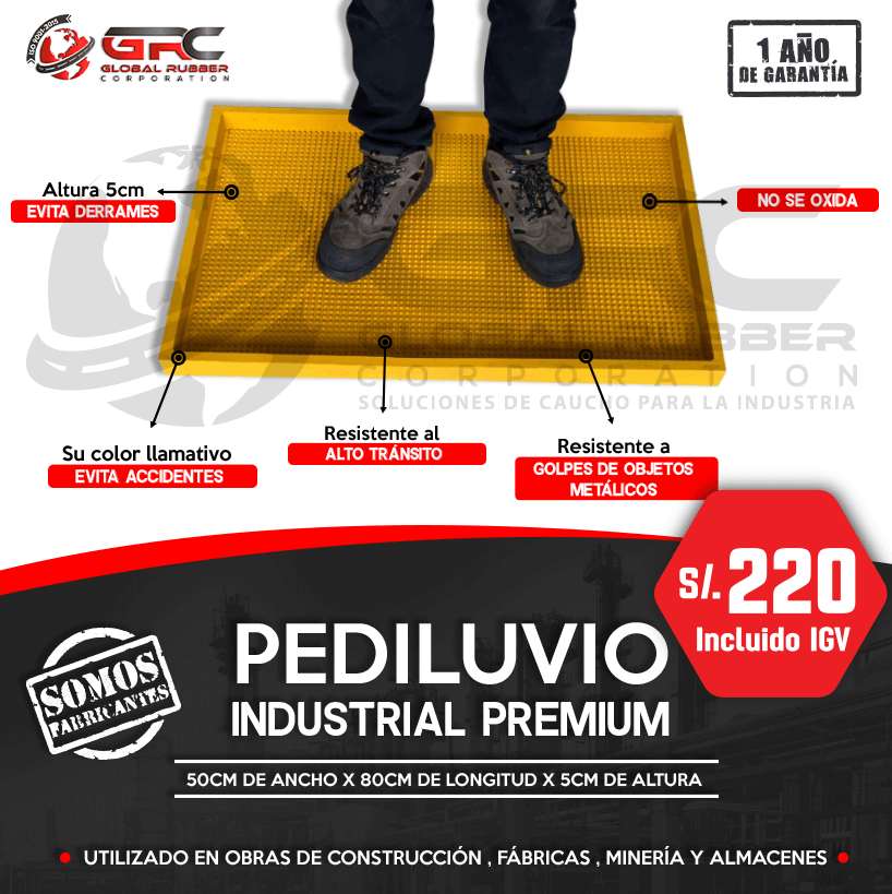 Pediluvio antideslizante utilizado especialmente como bandeja para la desinfección del calzado.